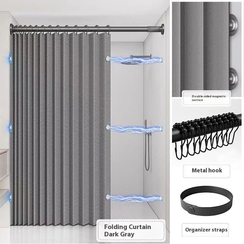Foldable shower curtain for swimwear with magnets