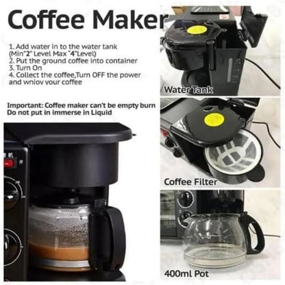 3-in-1 coffee machine with glass lid
