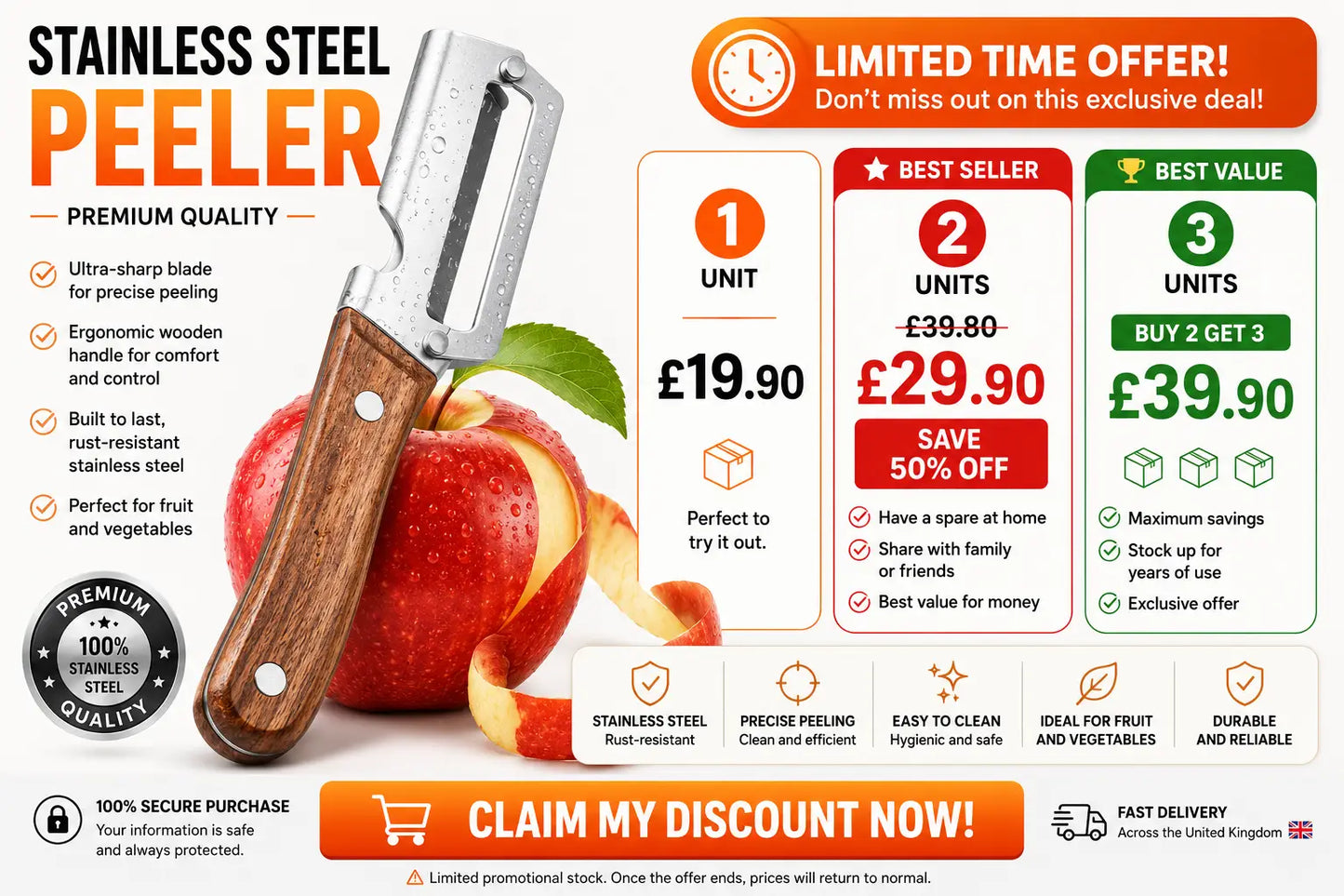 Multifunctional stainless steel peeler