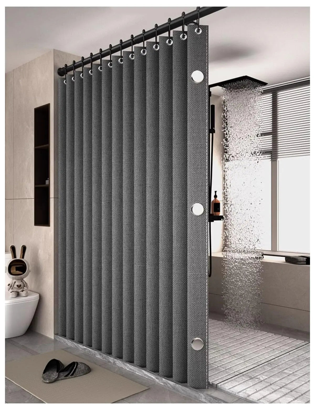 Foldable shower curtain for swimwear with magnets