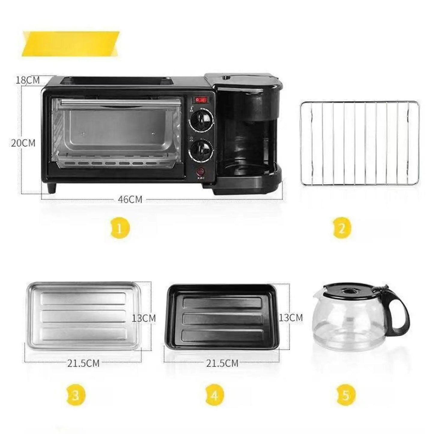 3-in-1 coffee machine with glass lid