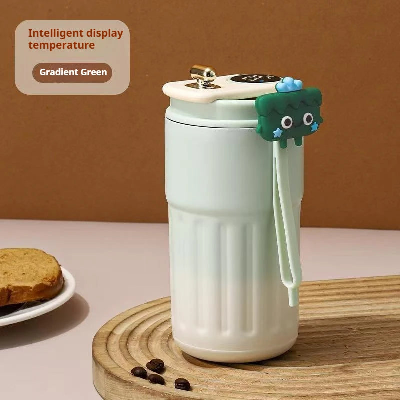 Thermos flask with temperature gauge
