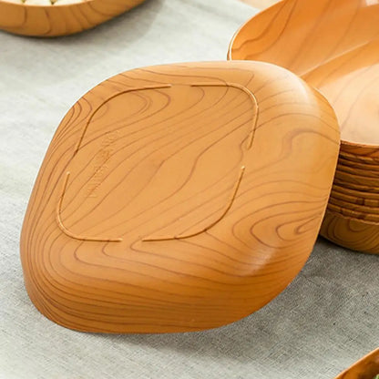 Kitchen Imitation Wood Grain Square Plate Japanese Simple Grain Dish Set For Tableware Kitchen Bowl Dish Dinnerware Cook Supplie