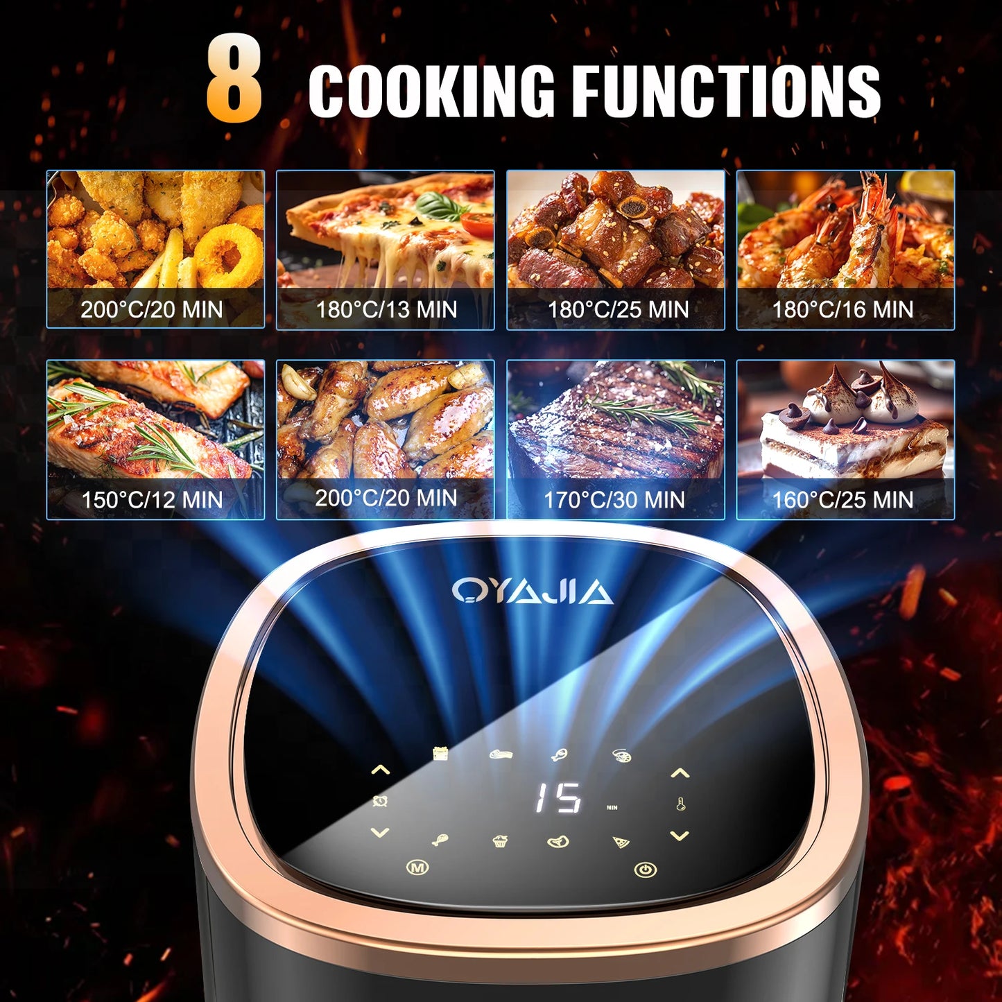 OYAJIA 6L deep fryer with smart touchscreen
