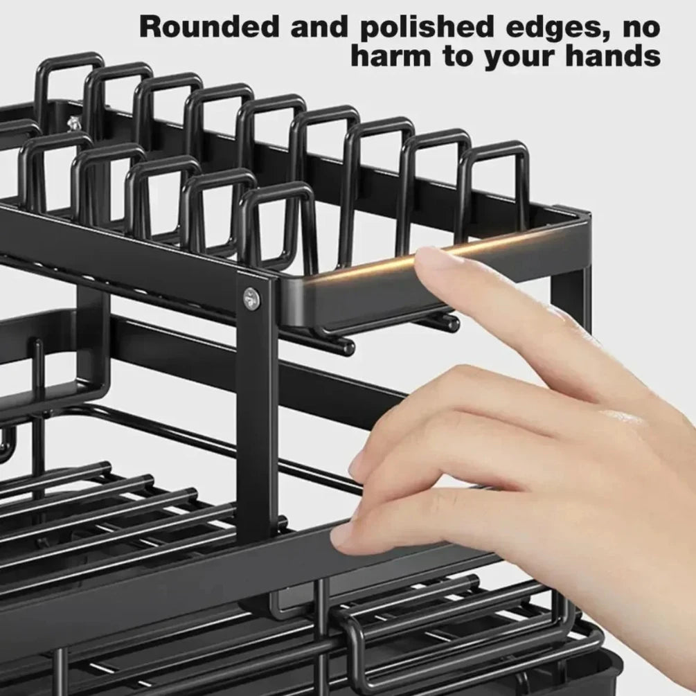 Adjustable 2-tier dish rack