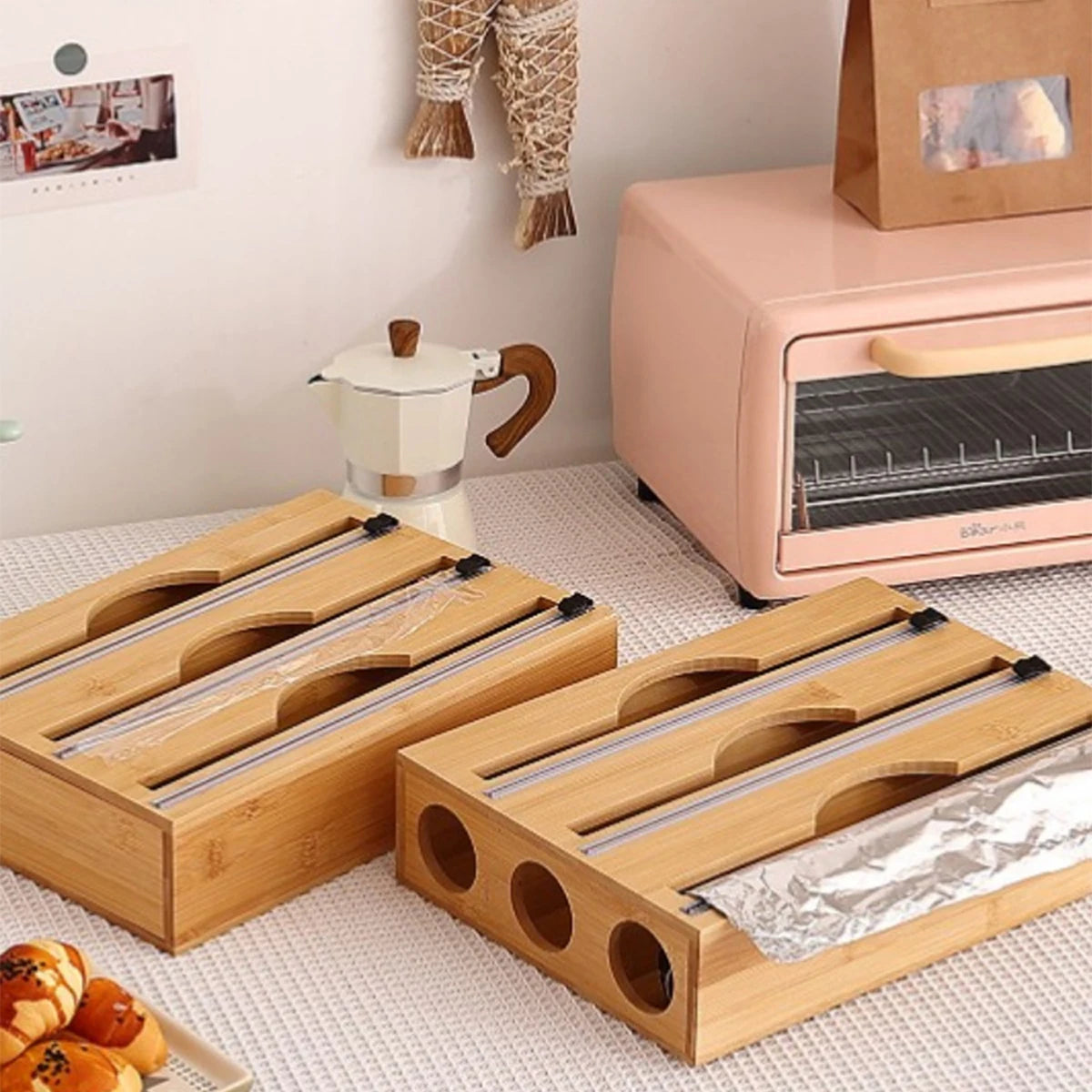 Plastic film dispenser for the kitchen