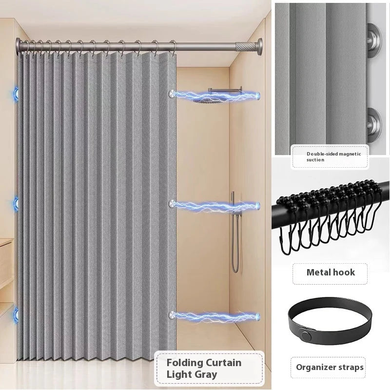 Foldable shower curtain for swimwear with magnets