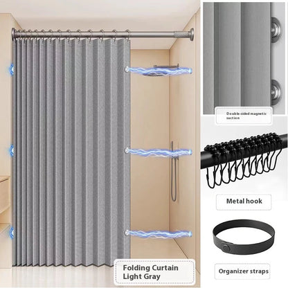 Foldable shower curtain for swimwear with magnets