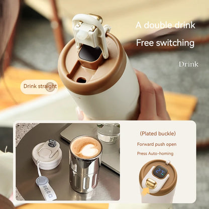 Thermos flask with temperature gauge