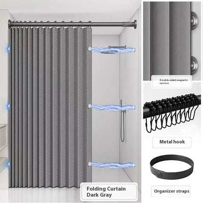 Foldable shower curtain for swimwear with magnets