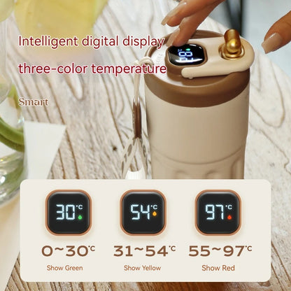 Thermos flask with temperature gauge