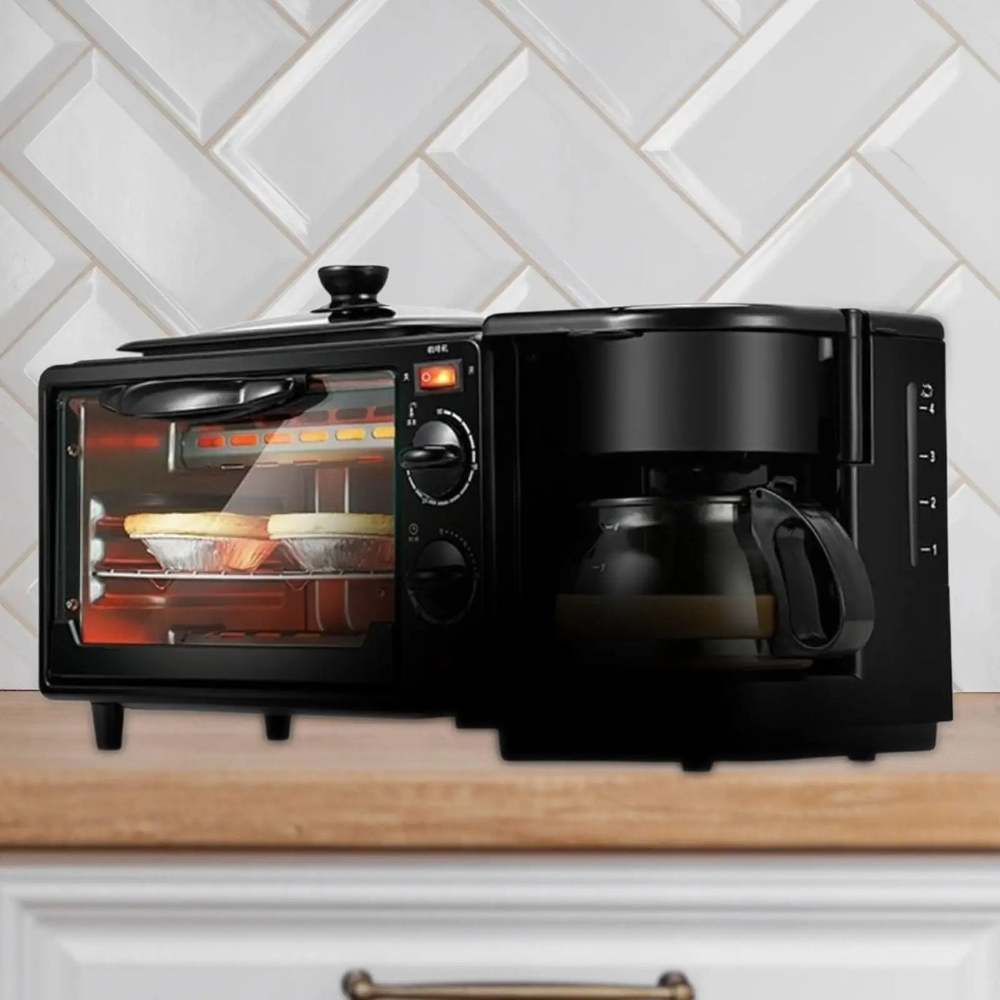 3-in-1 coffee machine with glass lid