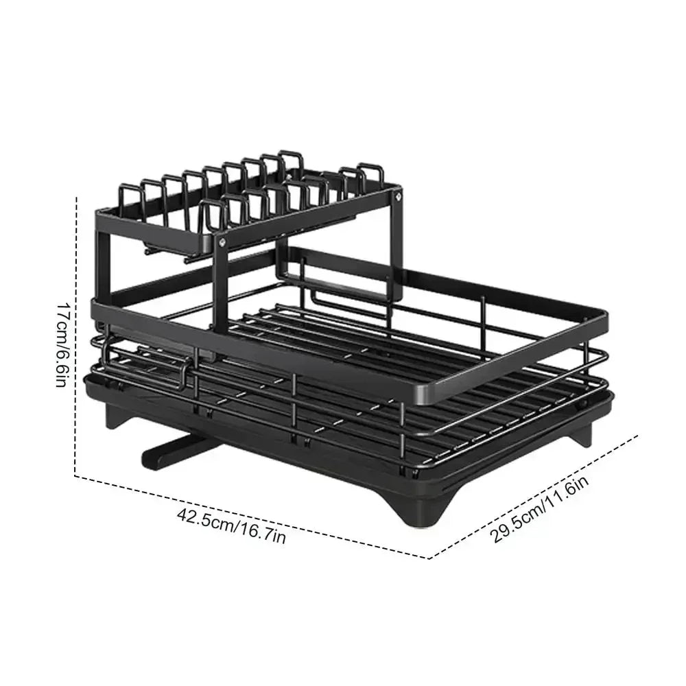Adjustable 2-tier dish rack