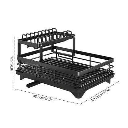 Adjustable 2-tier dish rack