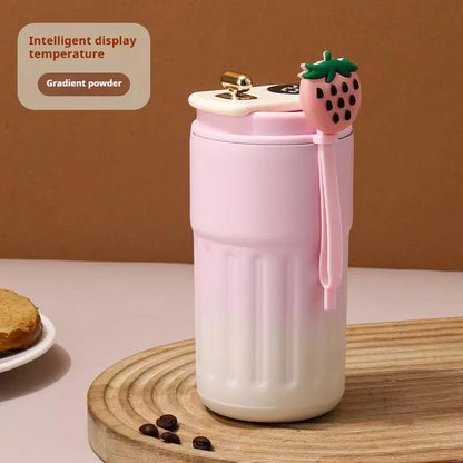 Thermos flask with temperature gauge