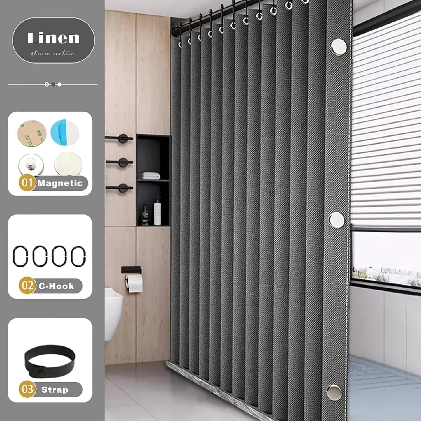 Foldable shower curtain for swimwear with magnets