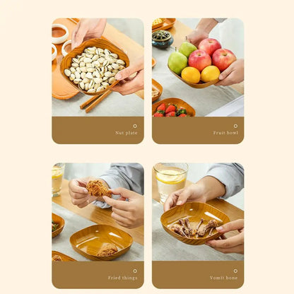 Kitchen Imitation Wood Grain Square Plate Japanese Simple Grain Dish Set For Tableware Kitchen Bowl Dish Dinnerware Cook Supplie