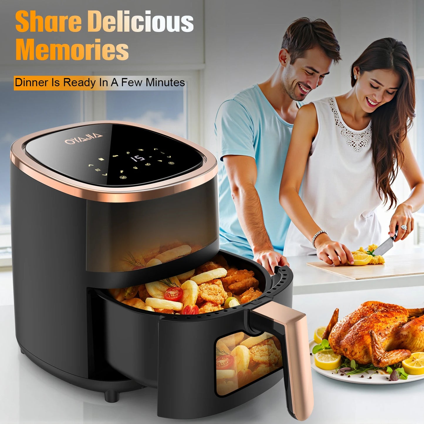 OYAJIA 6L deep fryer with smart touchscreen