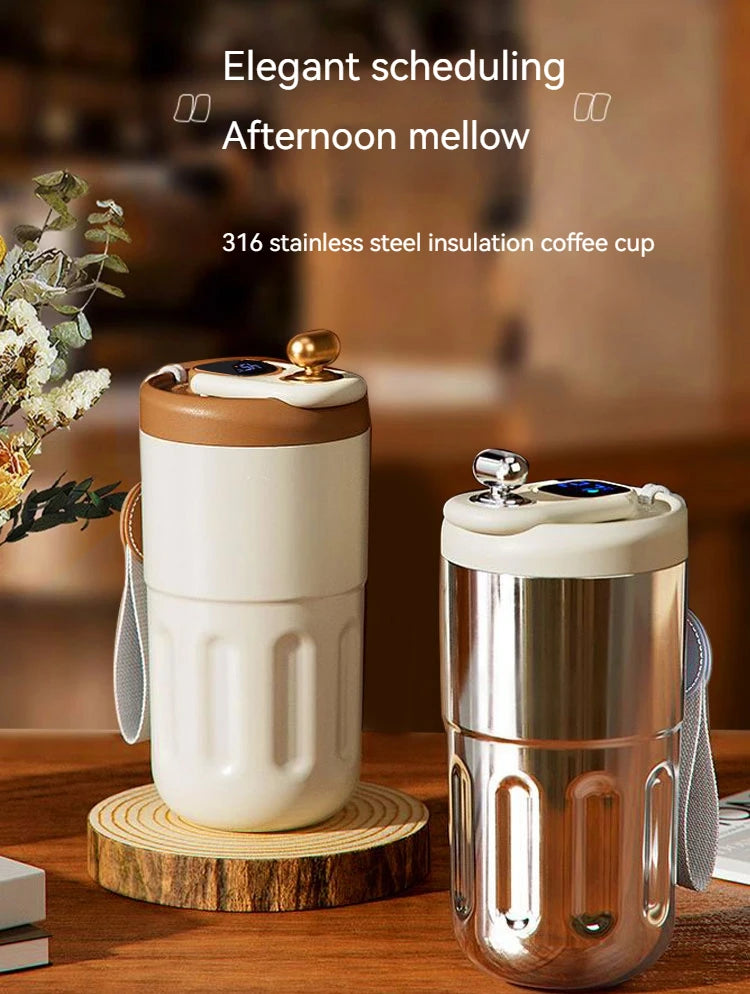 Thermos flask with temperature gauge