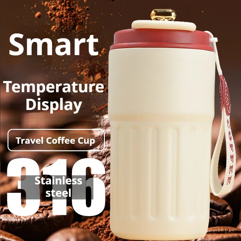 Thermos flask with temperature gauge