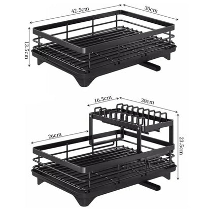 Adjustable 2-tier dish rack