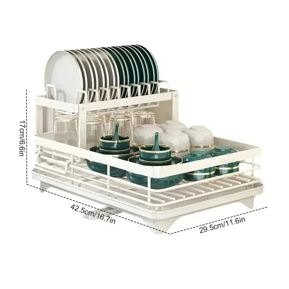 Adjustable 2-tier dish rack