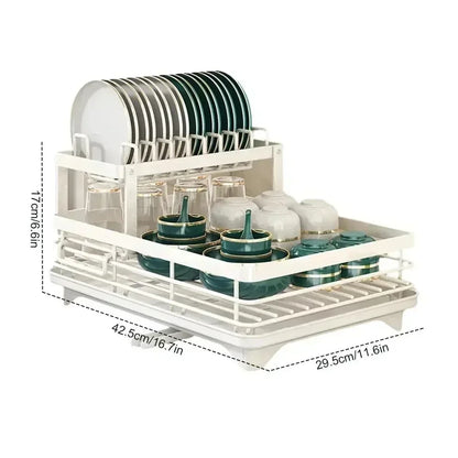 Adjustable 2-tier dish rack